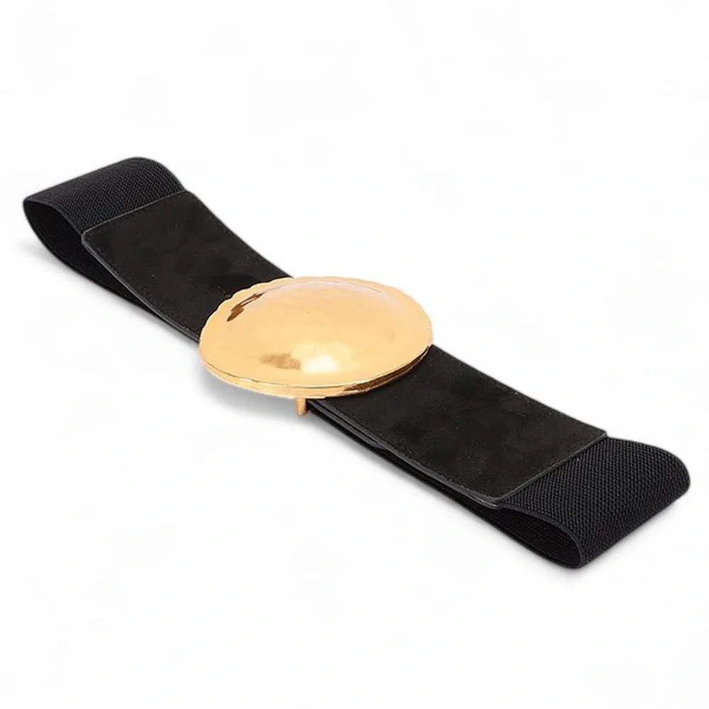Vegan Suede Elastic Statement Belt - Green, Camel, Black